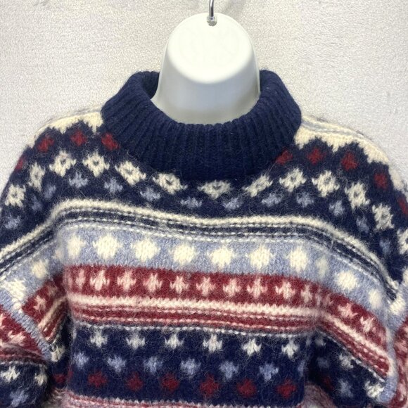 Sweater Market Denmark Wool Fair Isle Nordic Sweater Womens Medium M Red Blue - Picture 4 of 11